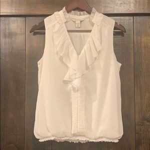 White Ruffle Blouse, Sleeveless